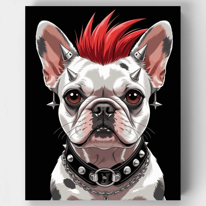 Punk Rock French Bulldog - Paint by Numbers Kit