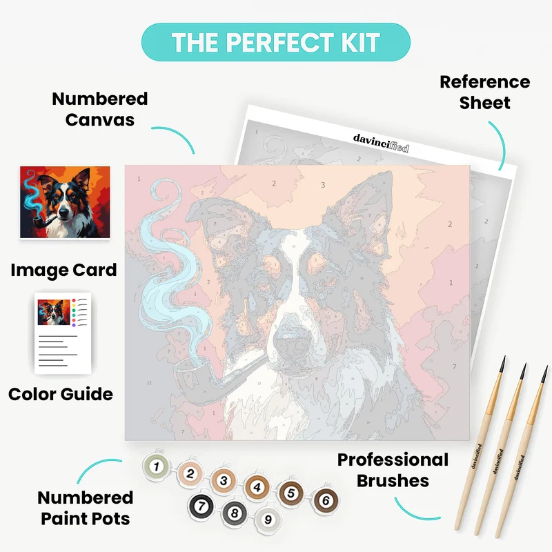 Distinguished Border Collie with Pipe - Paint by Numbers Kit