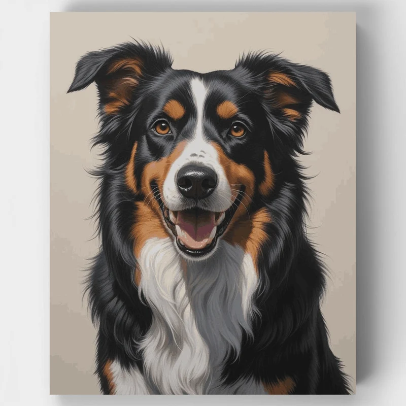 Happy Border Collie Portrait - Paint by Numbers Kit