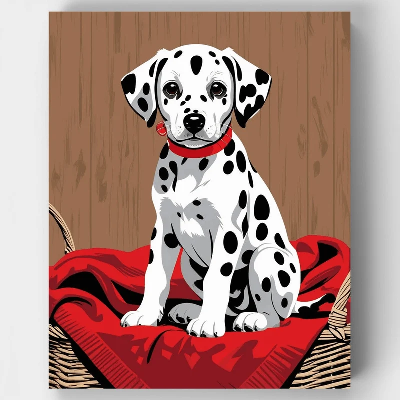 Dalmatian Puppy on Red Blanket - Paint by Numbers Kit