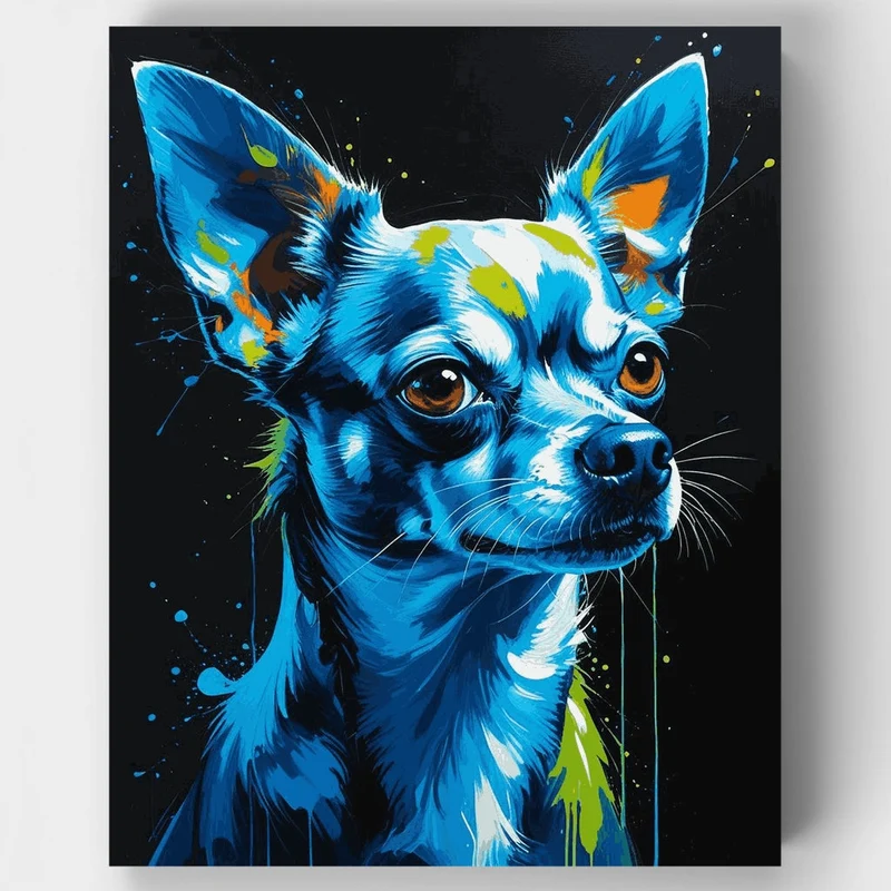 Blue Chihuahua Pop Art - Paint by Numbers Kit