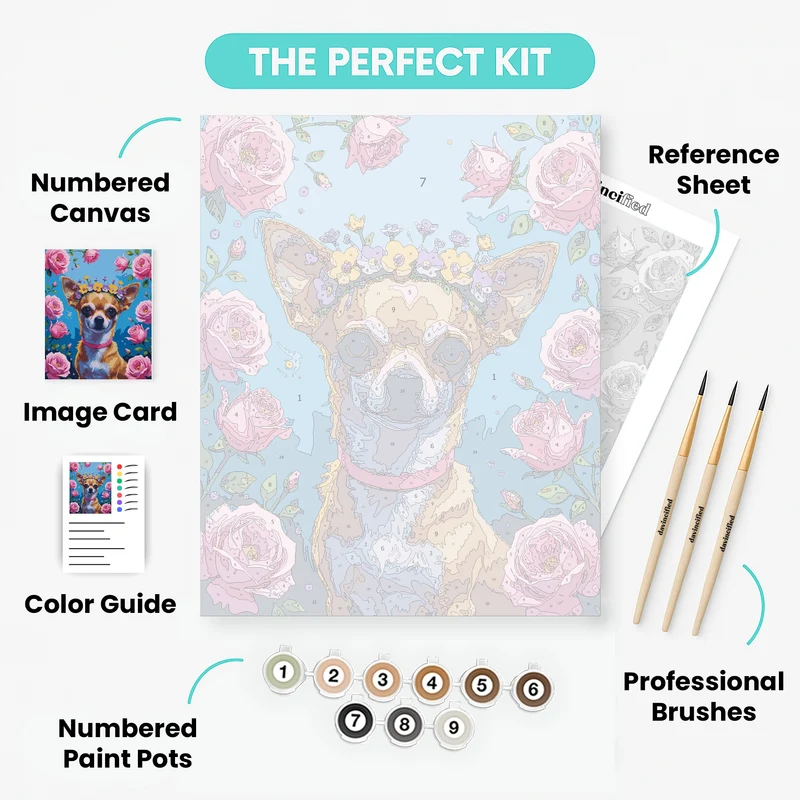 Chihuahua with Flower Crown - Paint by Numbers Kit