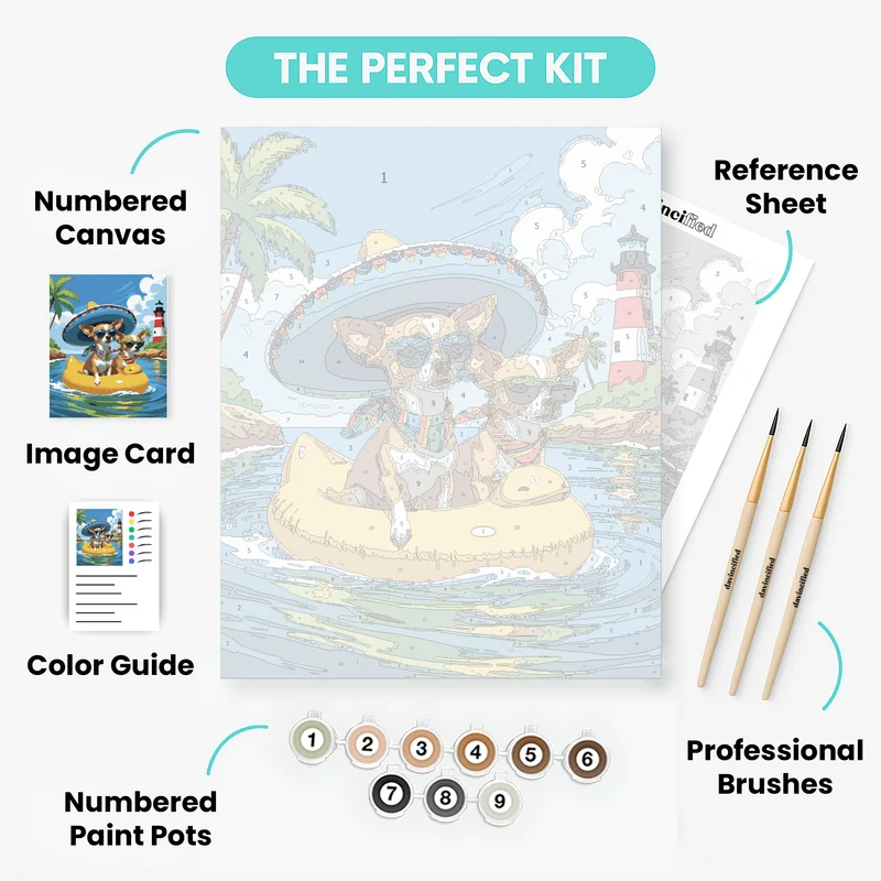 Chihuahuas on Vacation - Paint by Numbers Kit