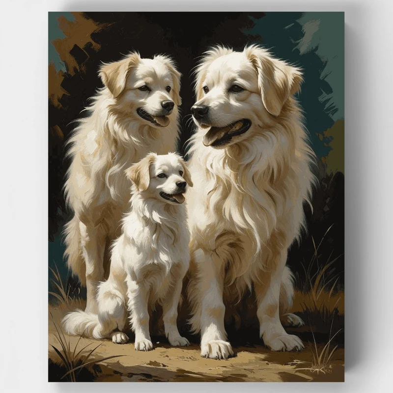 Golden Retriever Family Portrait - Paint by Numbers Kit