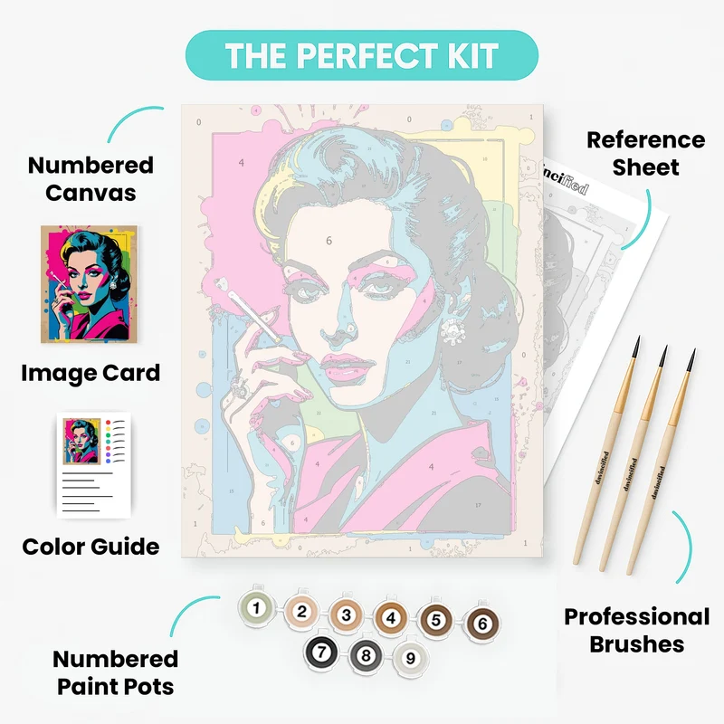 Pop Art Woman Portrait - Paint by Numbers Kit