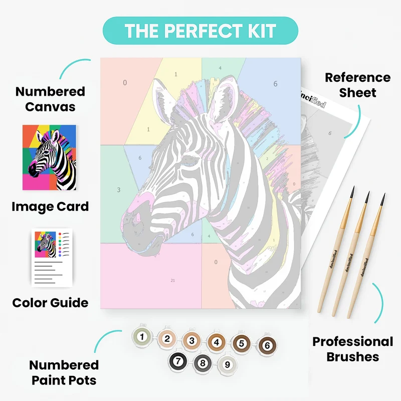 Colorful Pop Art Zebra - Paint by Numbers Kit