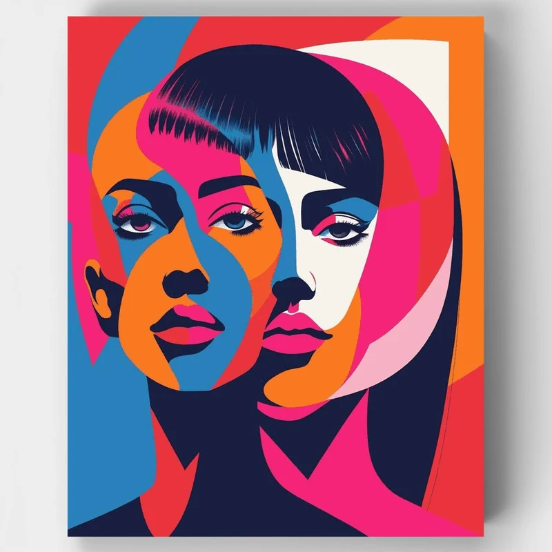 Colorful Pop Art Faces - Paint by Numbers Kit