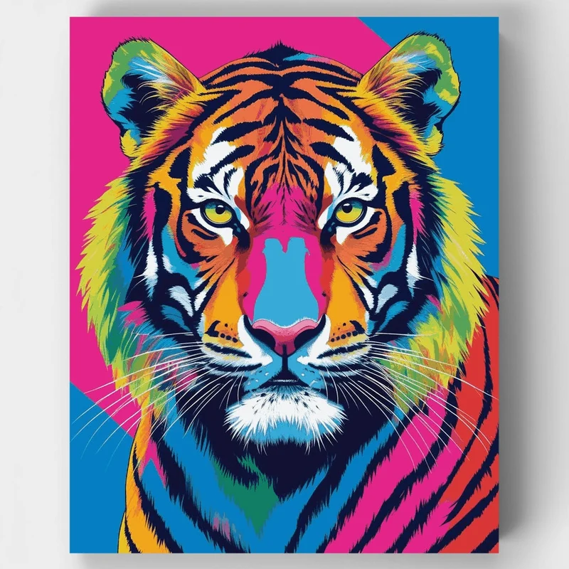Vibrant Pop Art Tiger - Paint by Numbers Kit