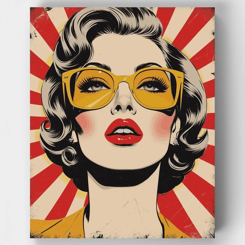 Retro Pop Art Woman with Sunglasses - Paint by Numbers Kit