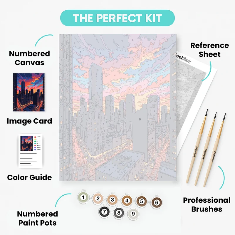 Urban Sunset Cityscape - Paint by Numbers Kit