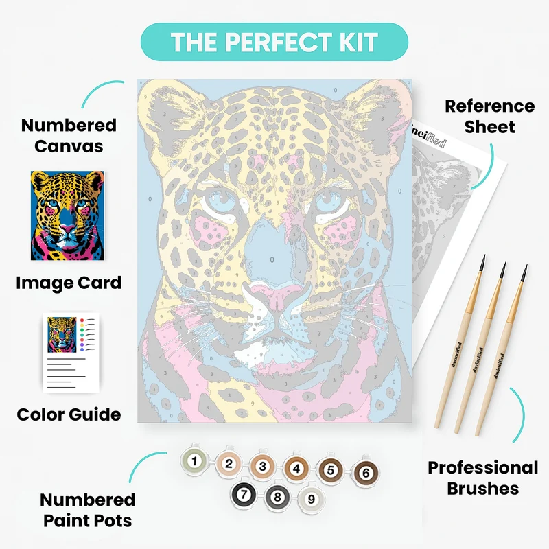 Colorful Pop Art Leopard - Paint by Numbers Kit