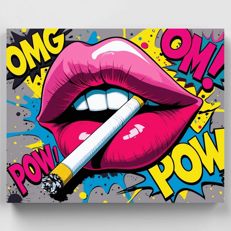 Pop Art Lips with Cigarette - Paint by Numbers Kit