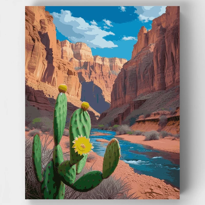 Desert Canyon River Oasis - Paint by Numbers Kit