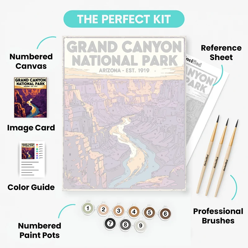 Grand Canyon Vintage Travel Poster - Paint by Numbers Kit