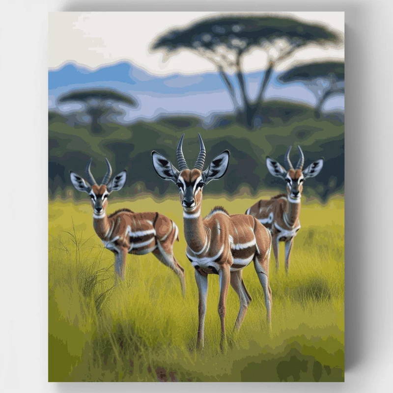 African Safari Antelopes - Paint by Numbers Kit