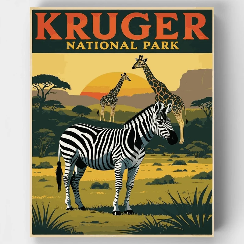 Kruger Safari Zebra and Giraffes - Paint by Numbers Kit