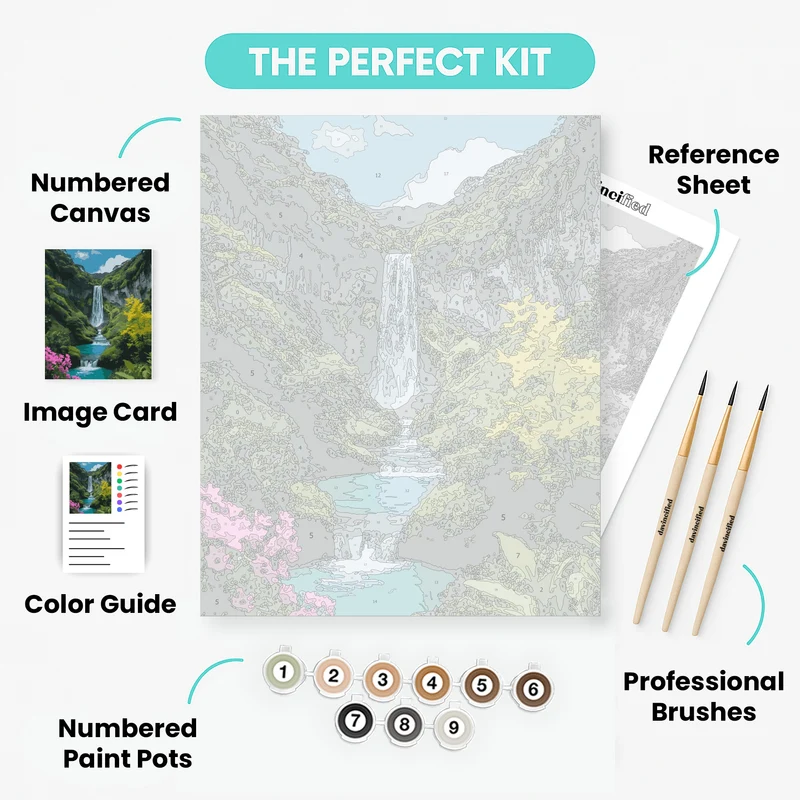 Serene Waterfall Paradise - Paint by Numbers Kit