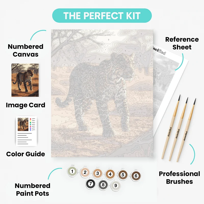 Leopard in African Savanna - Paint by Numbers Kit