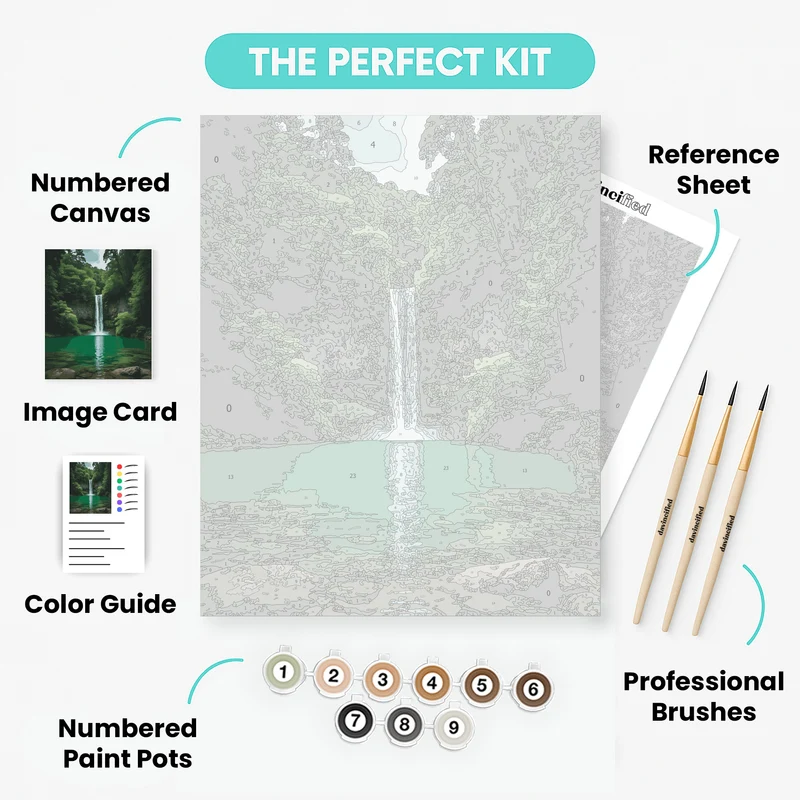 Emerald Waterfall Paradise - Paint by Numbers Kit