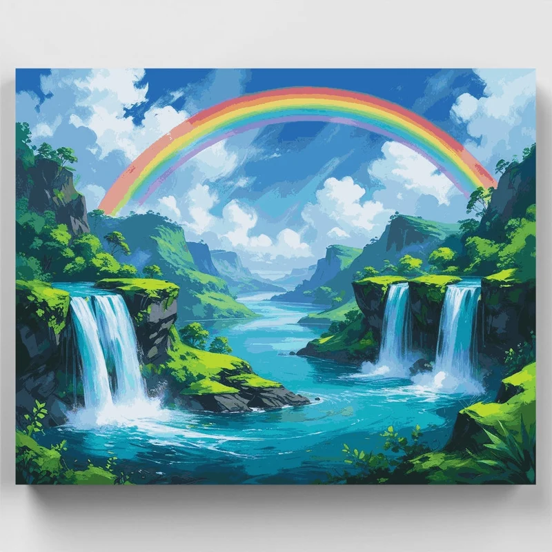 Rainbow Waterfall Paradise - Paint by Numbers Kit