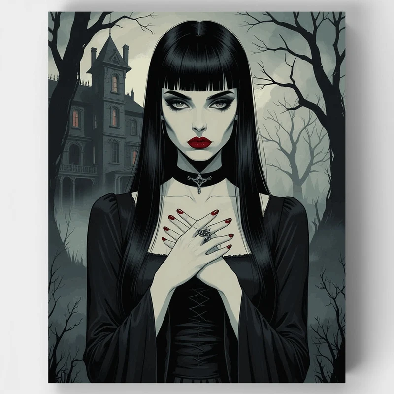 Gothic Vampire Woman Portrait - Paint by Numbers Kit