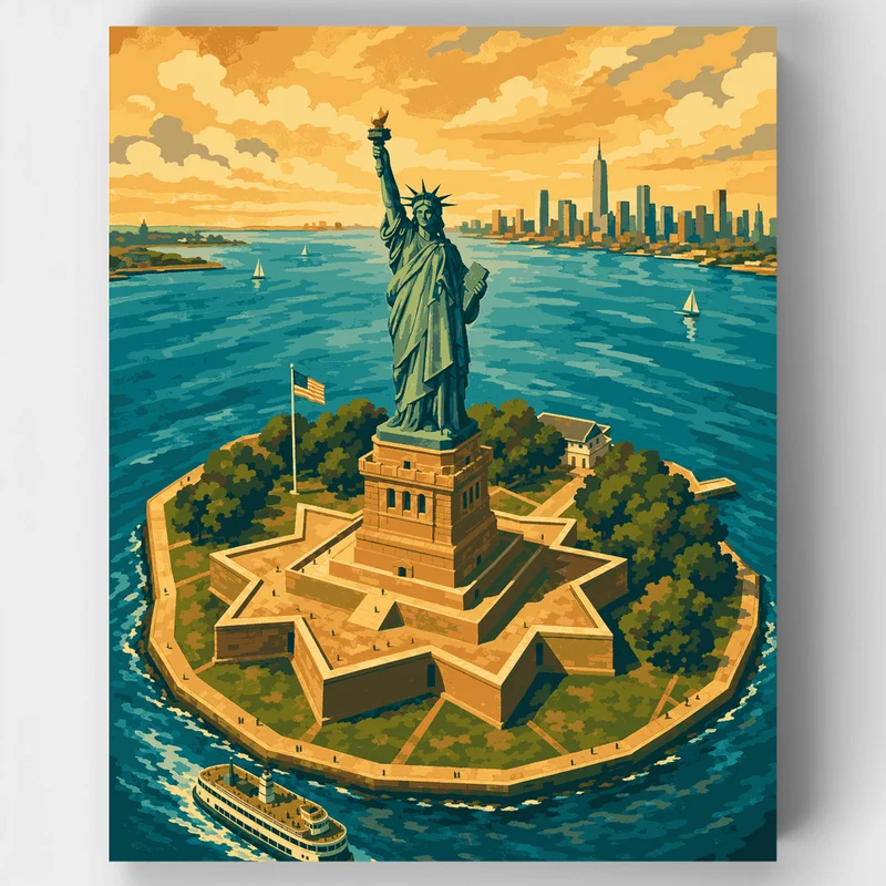 Liberty Island Aerial - Paint by Numbers Kit