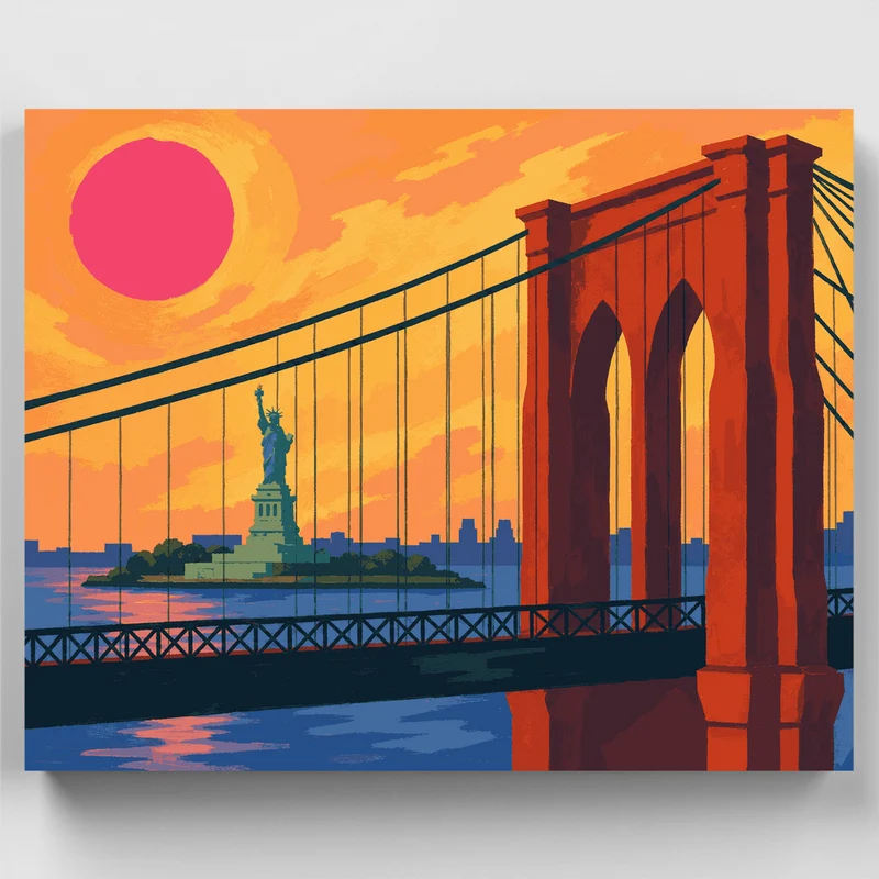 Brooklyn Bridge Sunset - Paint by Numbers Kit