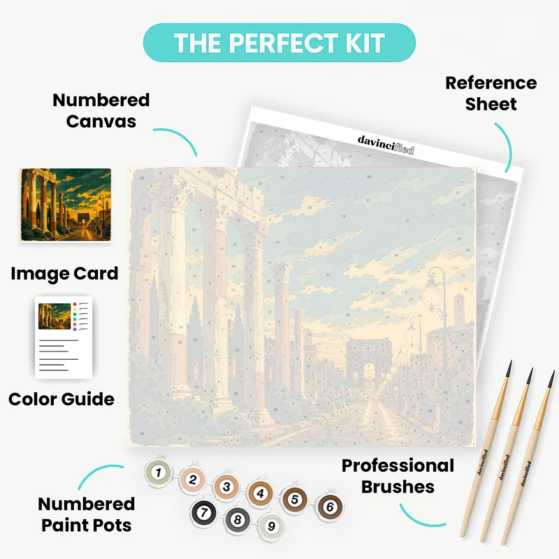 Ancient Columns at Dusk - Paint by Numbers Kit
