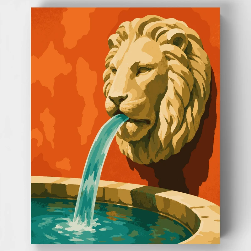 Lion Head Fountain - Paint by Numbers Kit