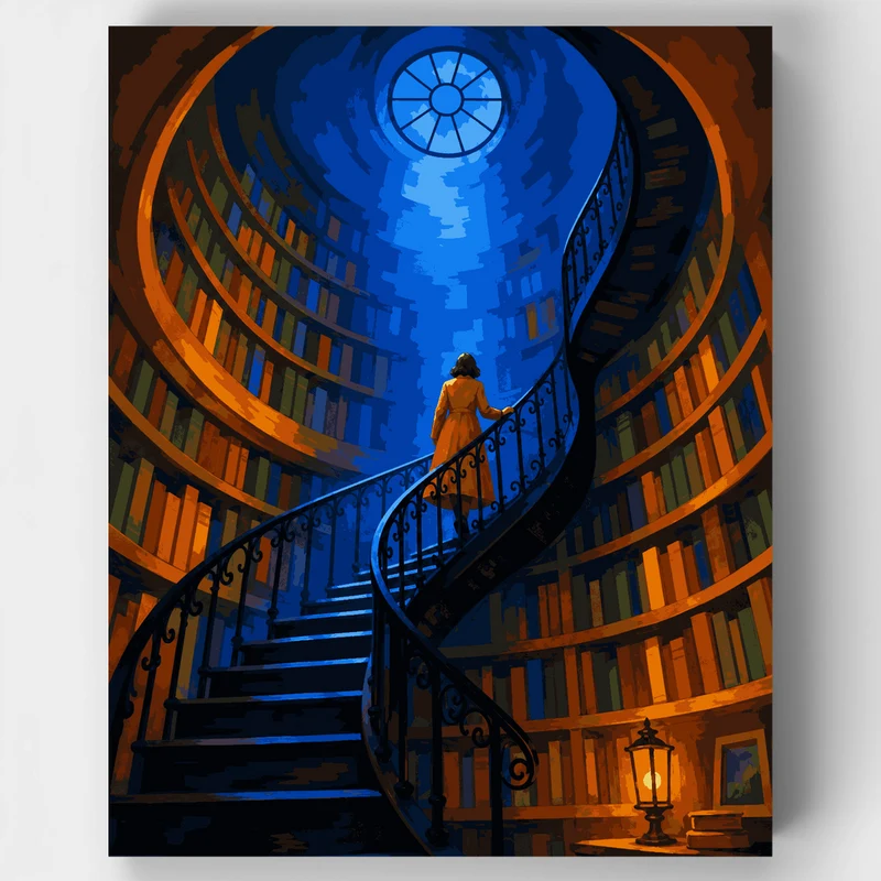 Spiral Staircase Library - Paint by Numbers Kit