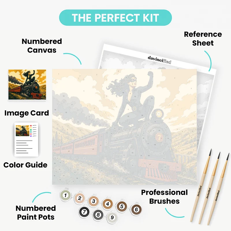 Masked Heroine on Train - Paint by Numbers Kit