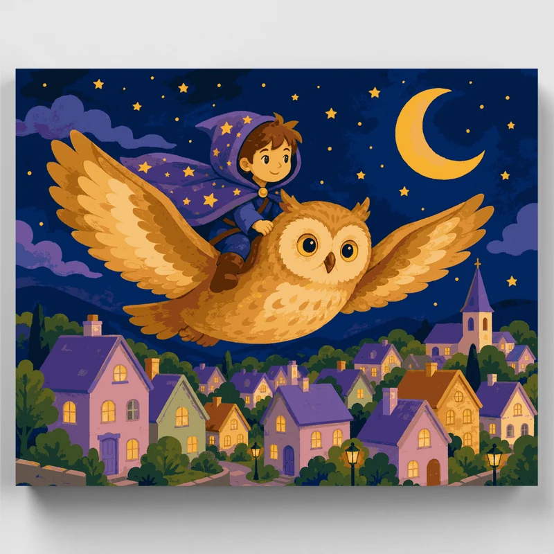 Owl Night Flight - Paint by Numbers Kit