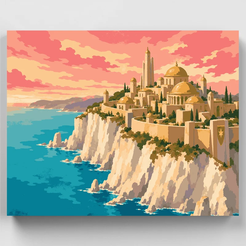 Clifftop Golden City - Paint by Numbers Kit