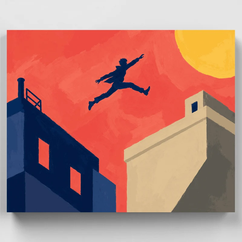 Rooftop Leap at Sunset - Paint by Numbers Kit