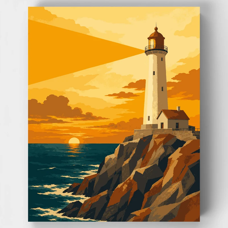 Coastal Lighthouse Glow - Paint by Numbers Kit