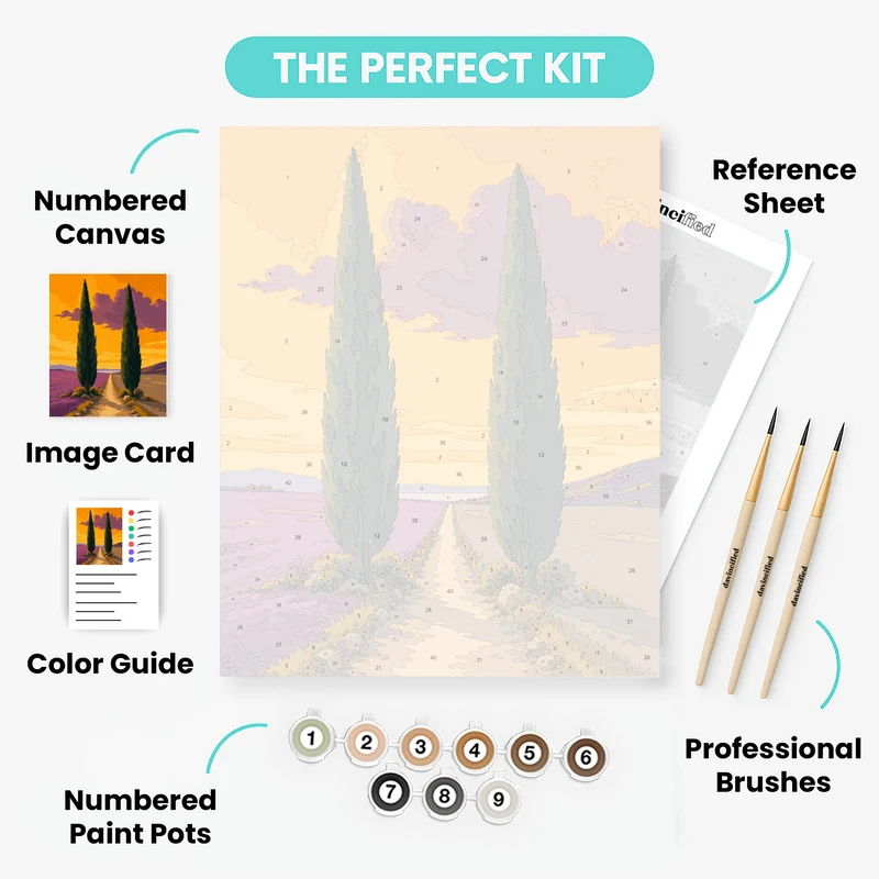 Cypress Road at Sunset - Paint by Numbers Kit