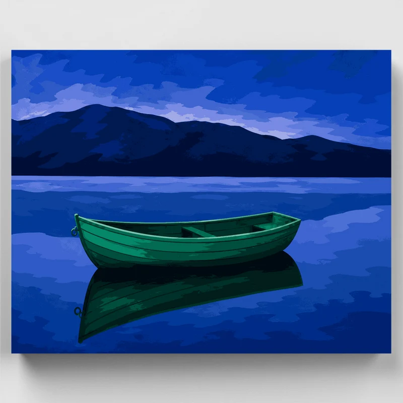Lone Green Rowboat - Paint by Numbers Kit