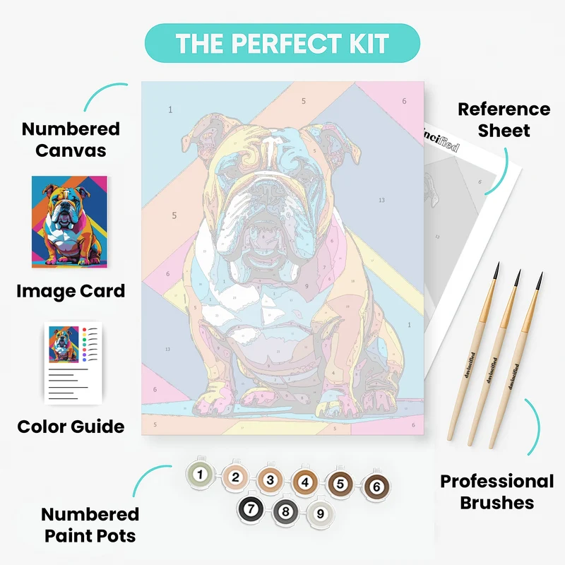 Colorful Pop Art Bulldog - Paint by Numbers Kit