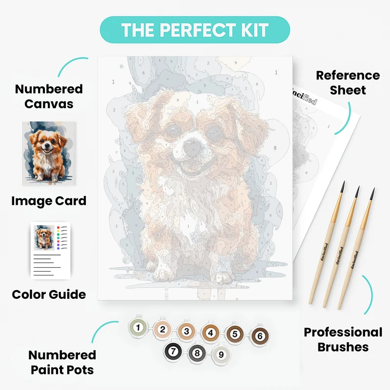 Adorable Fluffy Puppy - Paint by Numbers Kit