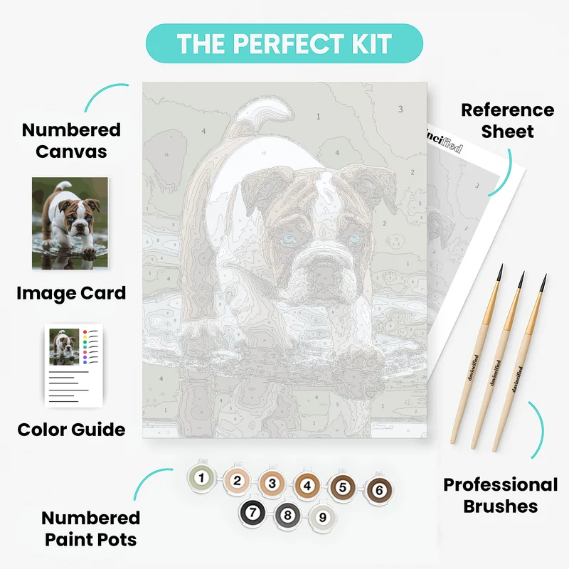 Adorable Bulldog Puppy with Blue Eyes - Paint by Numbers Kit