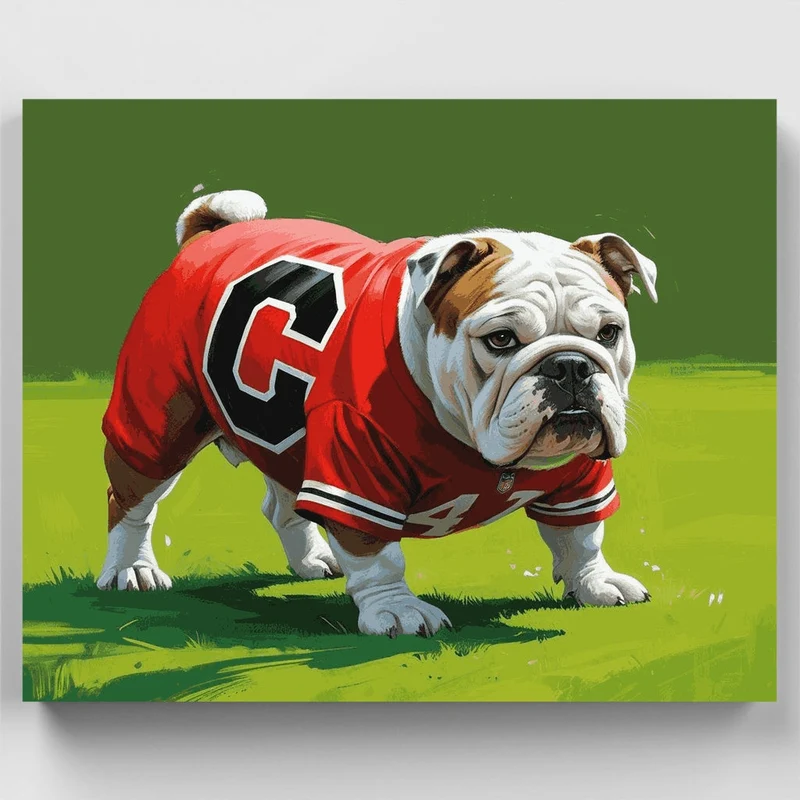 Bulldog in Red Jersey - Paint by Numbers Kit