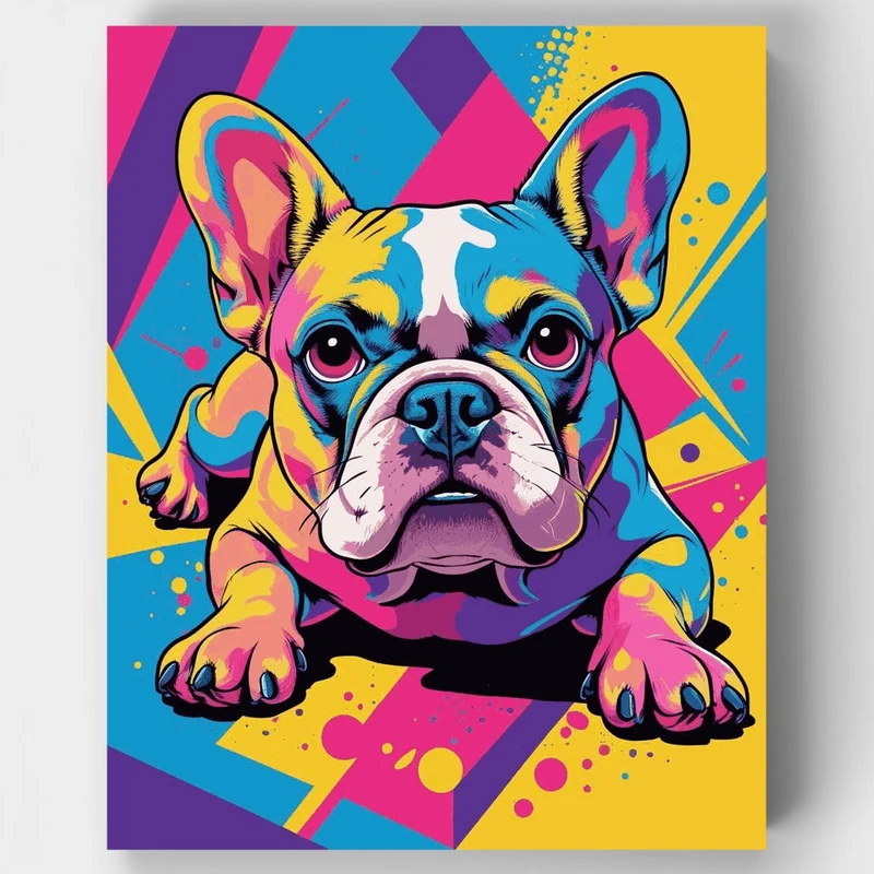 Vibrant Pop Art French Bulldog - Paint by Numbers Kit