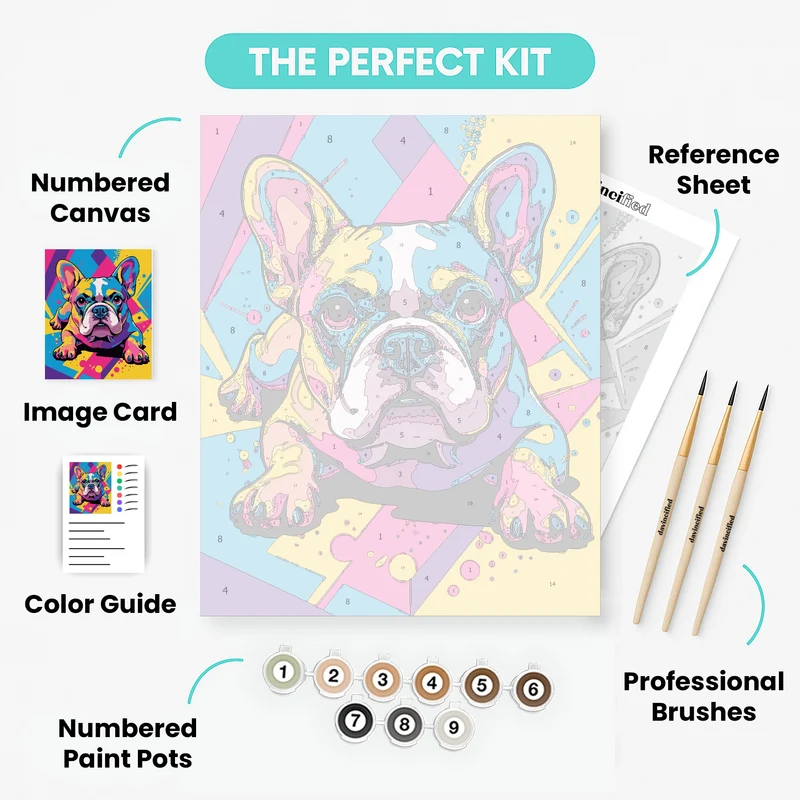 Vibrant Pop Art French Bulldog - Paint by Numbers Kit