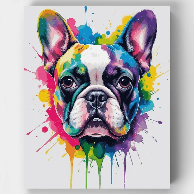 Colorful French Bulldog Portrait - Paint by Numbers Kit