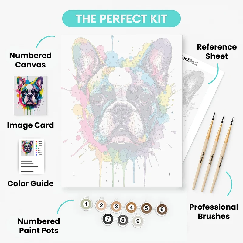 Colorful French Bulldog Portrait - Paint by Numbers Kit