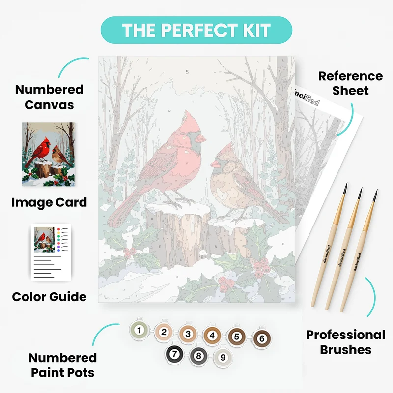 Cardinals in Winter Wonderland - Paint by Numbers Kit