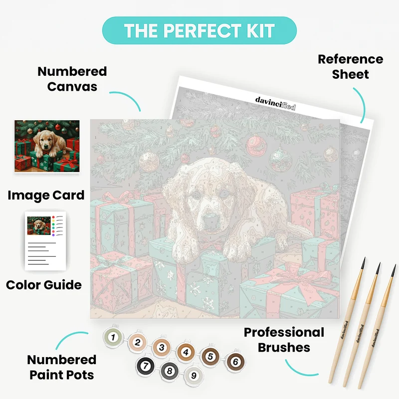 Golden Retriever Puppy Christmas - Paint by Numbers Kit