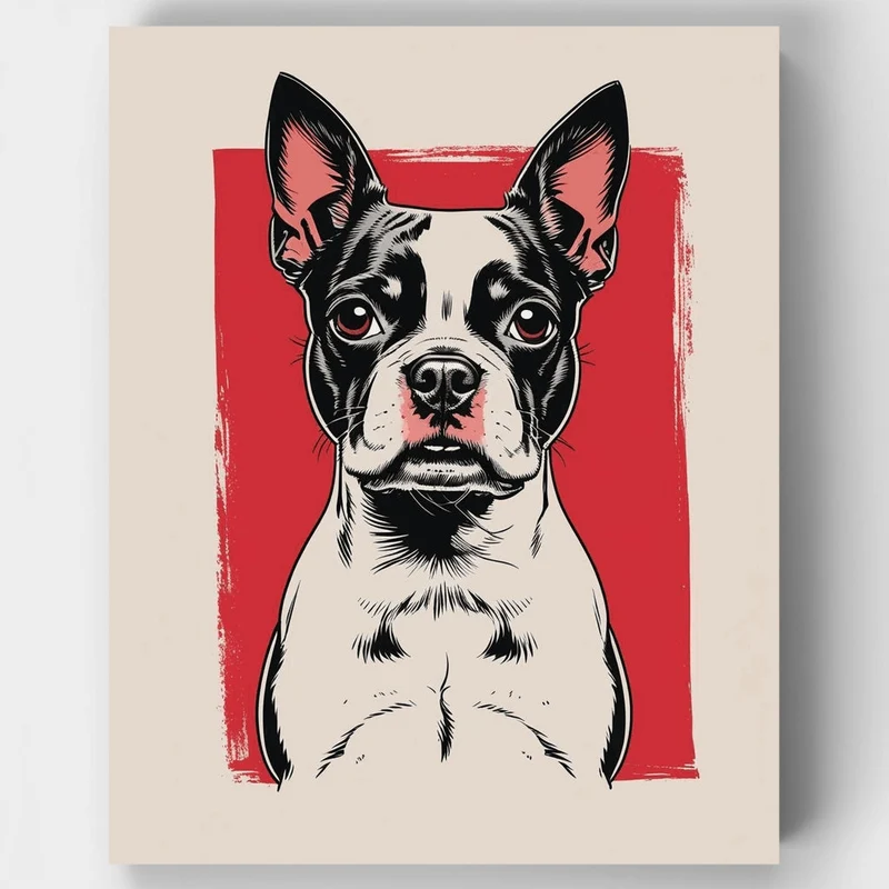Boston Terrier Pop Art Portrait - Paint by Numbers Kit