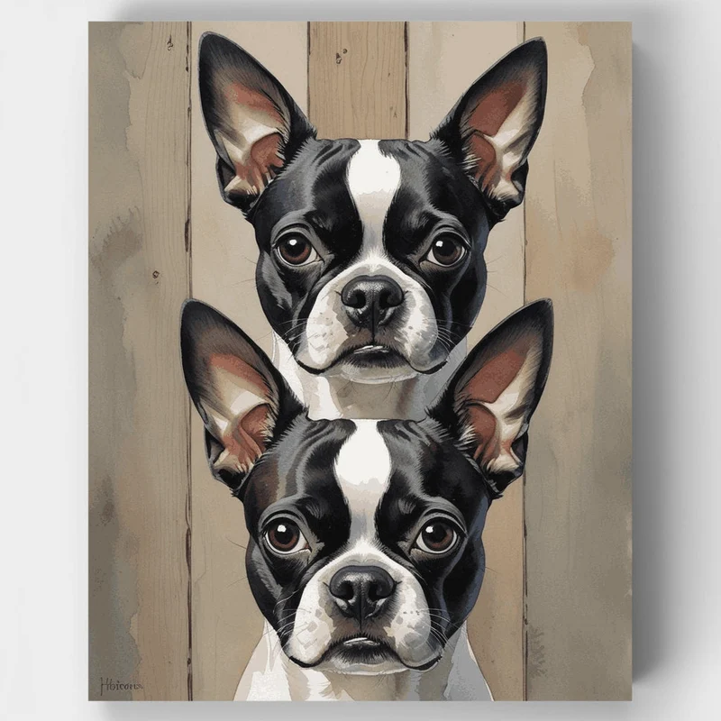 Boston Terrier Duo - Paint by Numbers Kit