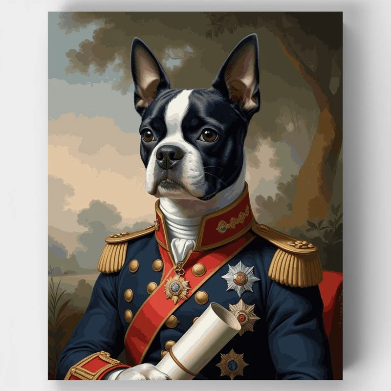 Distinguished Boston Terrier General - Paint by Numbers Kit